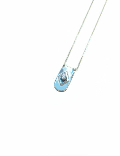 Sterling Silver and Diamond Shield Necklace
