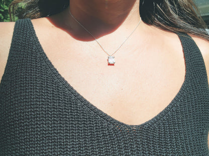 Emerald Cut Portrait Moissanite Necklace