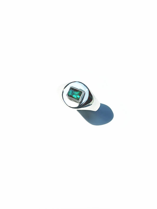 Emerald Cut Emerald Signet Ring