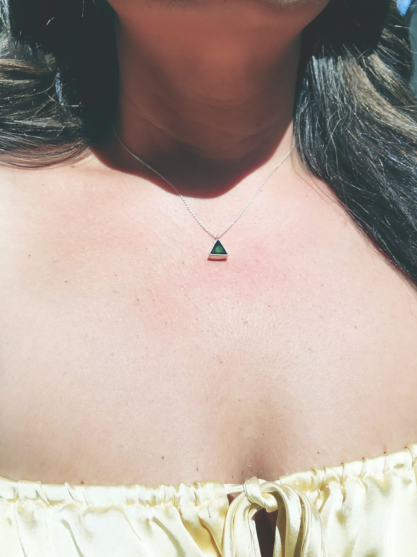 Triangle Cut Green Tourmaline Necklace