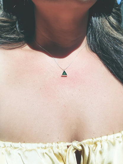 Triangle Cut Green Tourmaline Necklace