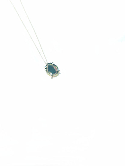 Freeform Watermelon Tourmaline Slice Necklace