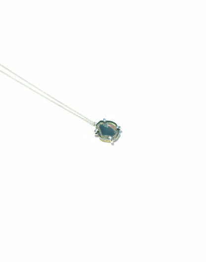 Freeform Watermelon Tourmaline Slice Necklace