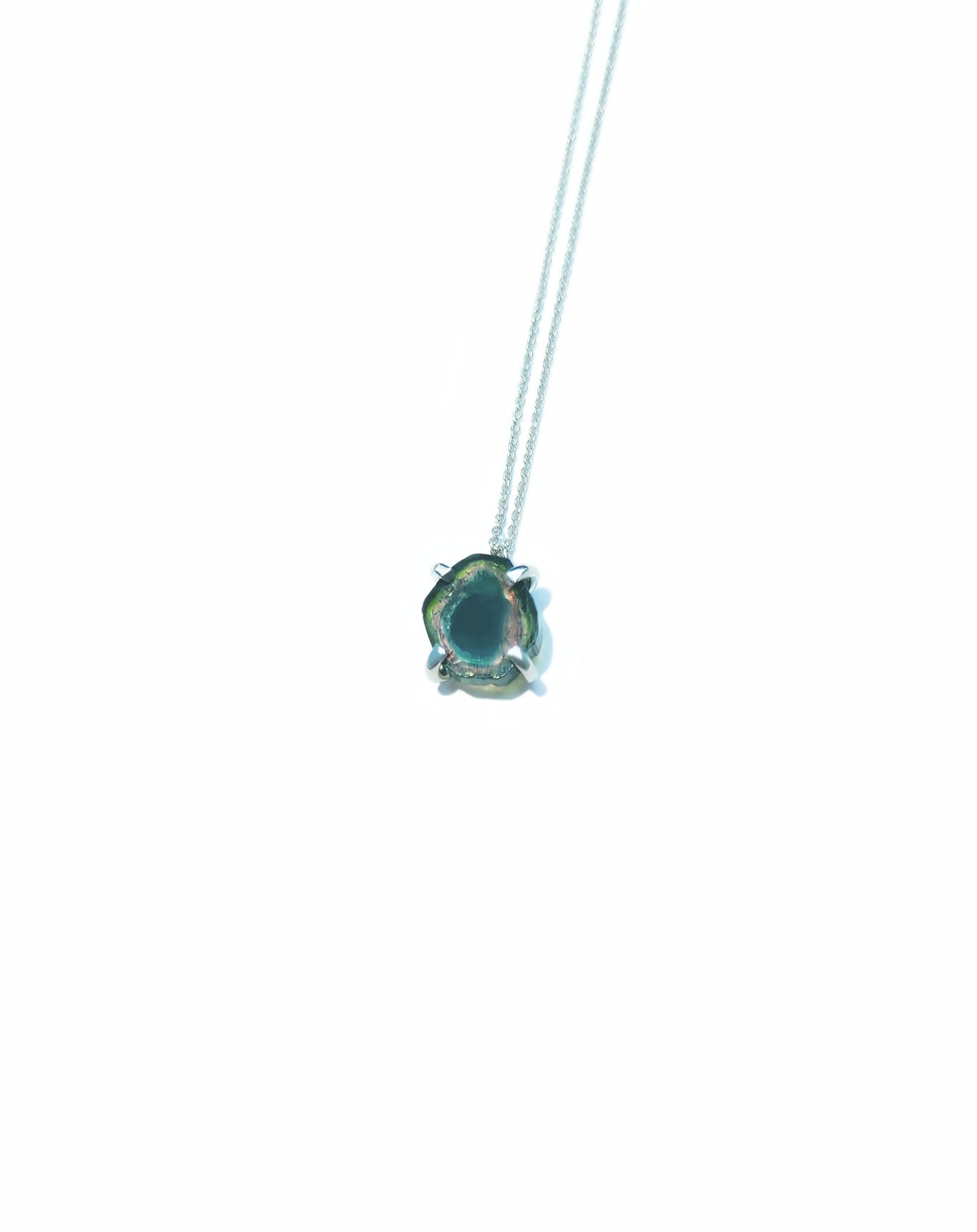 Freeform Watermelon Tourmaline Slice Necklace