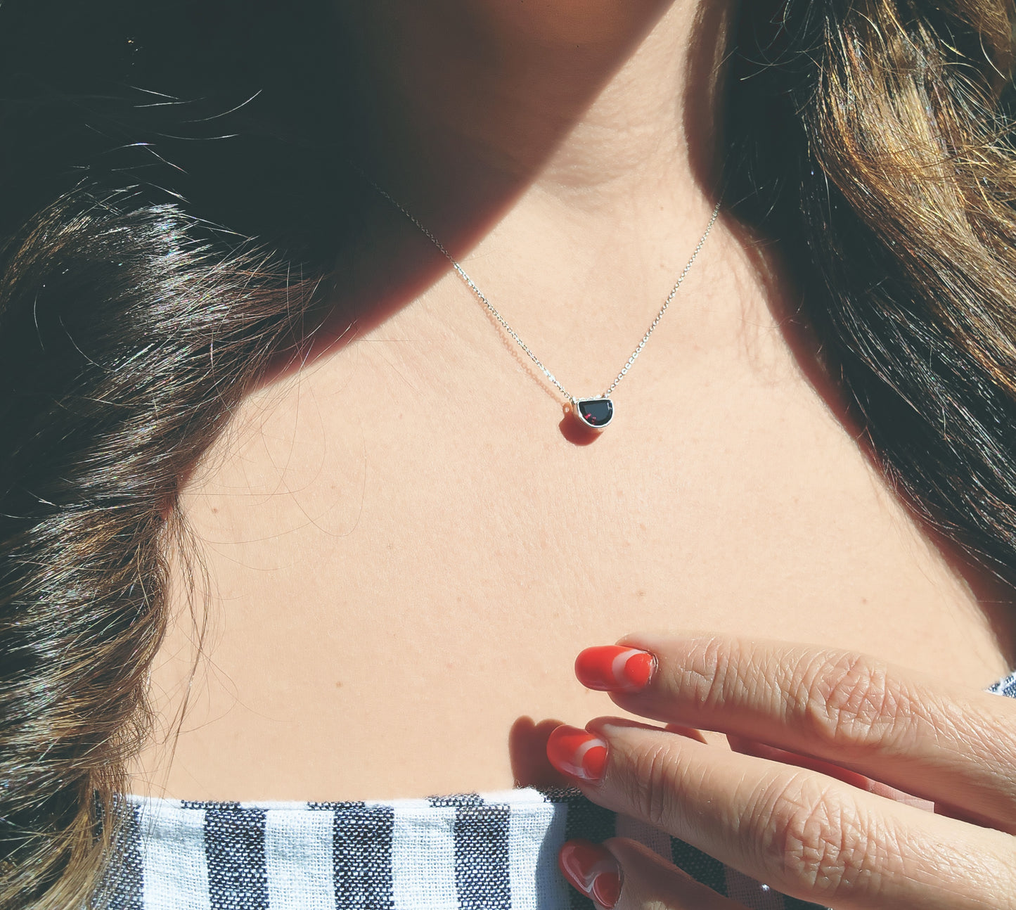 Half-Moon Garnet Necklace