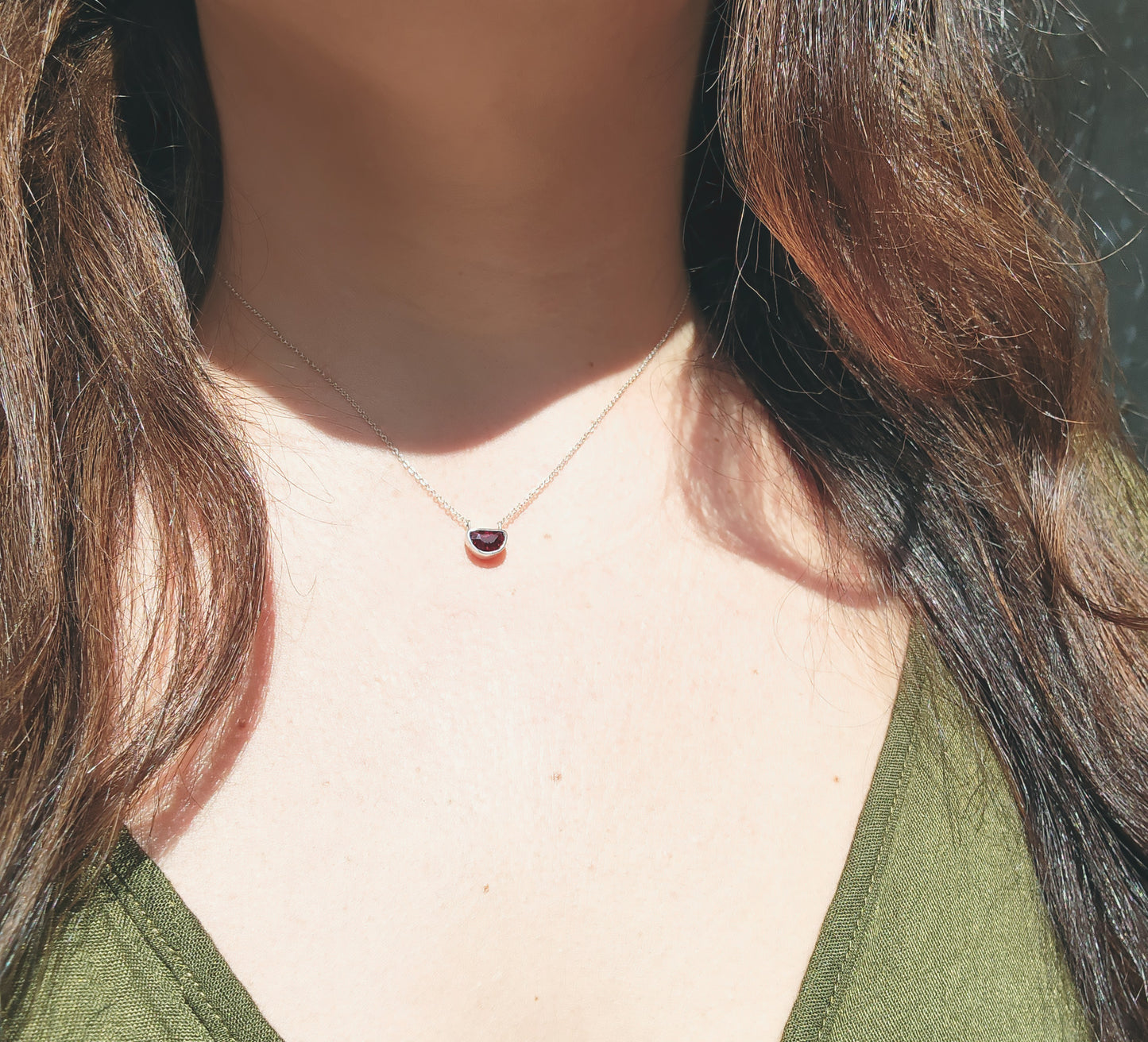 Half Moon Pink Tourmaline Necklace