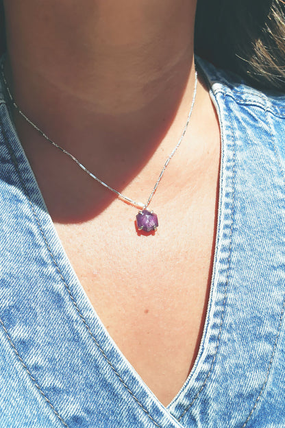 Hexagon Rose Cut Star Ruby Necklace