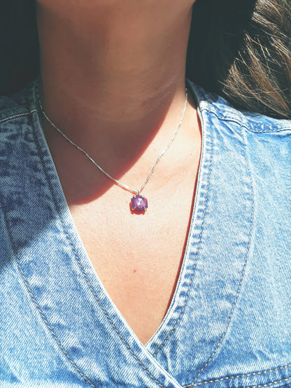 Hexagon Rose Cut Star Ruby Necklace