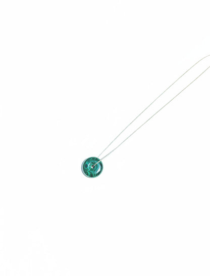 Malachite Donut Necklace With Sterling Silver Chain