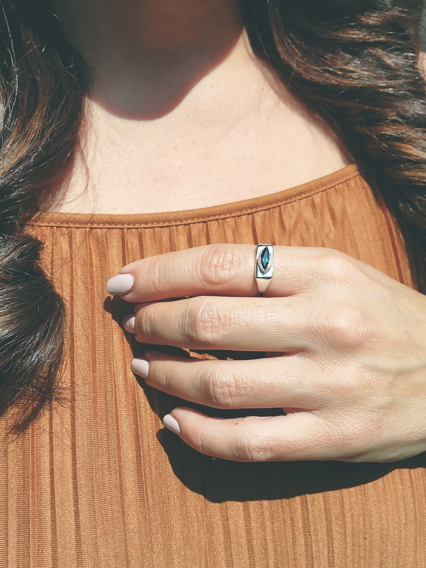 Marquise Cut Sapphire Signet Ring