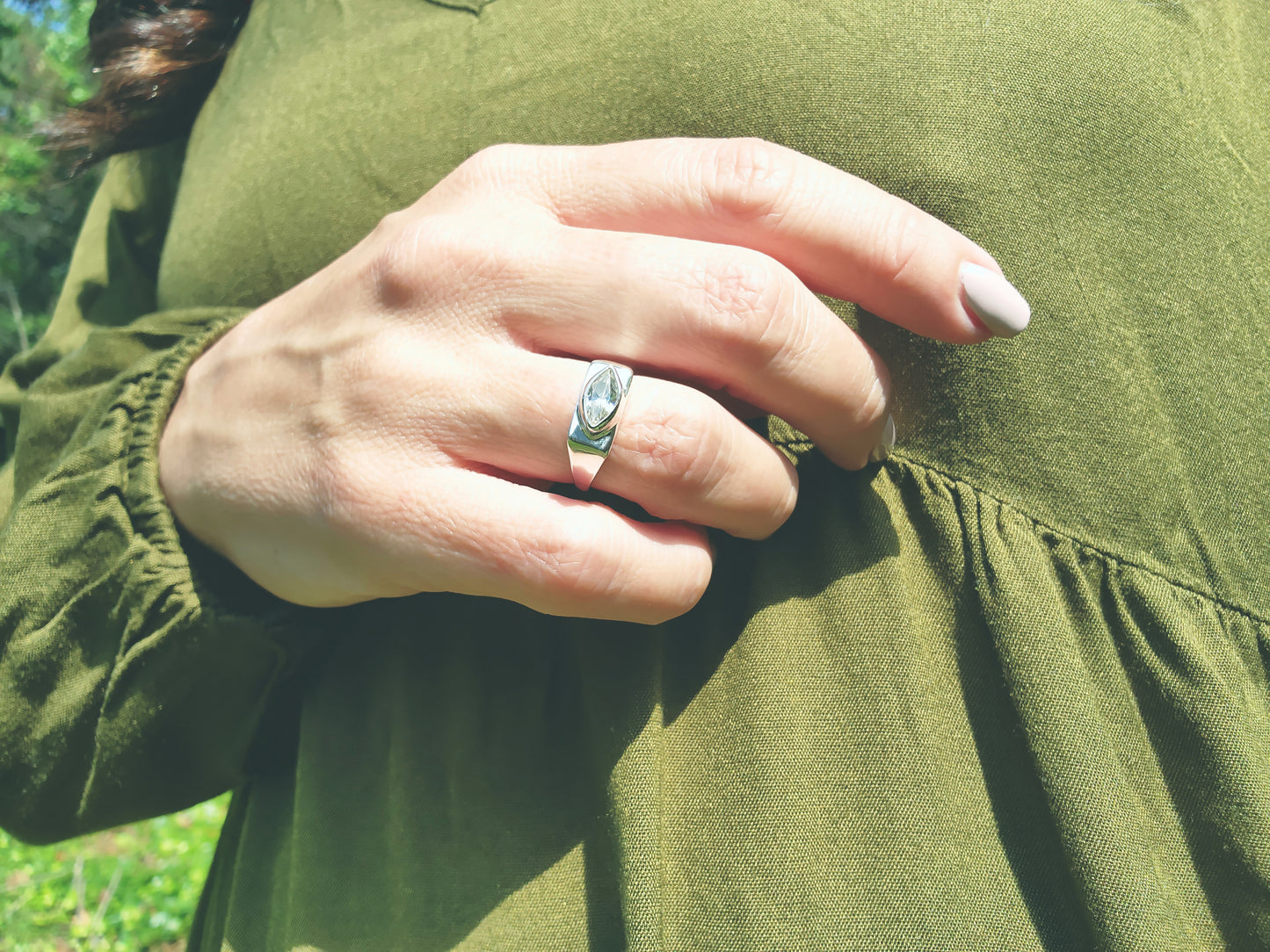 Marquise Cut Zircon Signet Ring