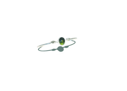 Green Tourmaline & White Zircon Cuff Bracelet
