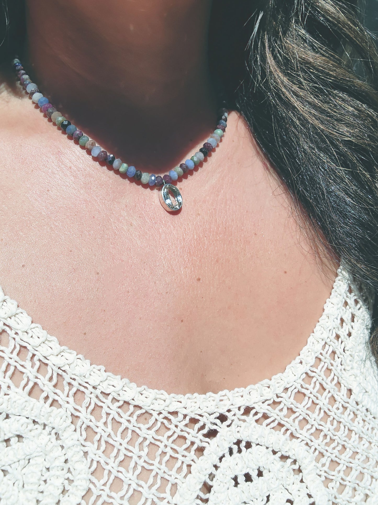 Oval Cut Citrine and Sapphire Beaded Necklace