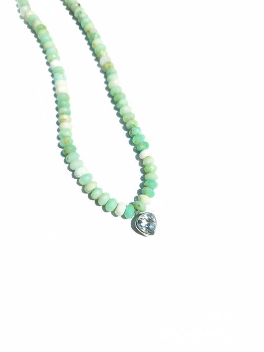 Wide Pear Cut Quartz and Peruvian opal Necklace