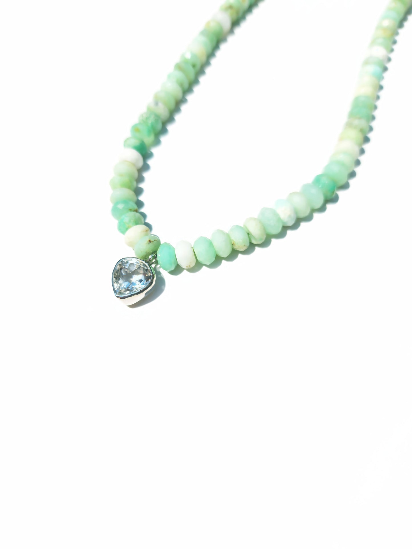 Wide Pear Cut Quartz and Peruvian opal Necklace