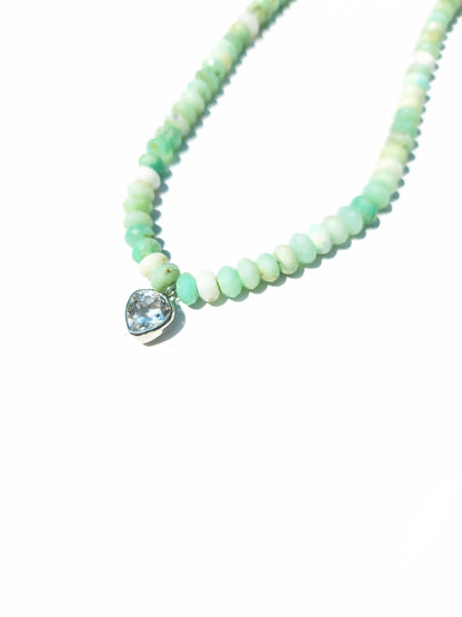 Wide Pear Cut Quartz and Peruvian opal Necklace
