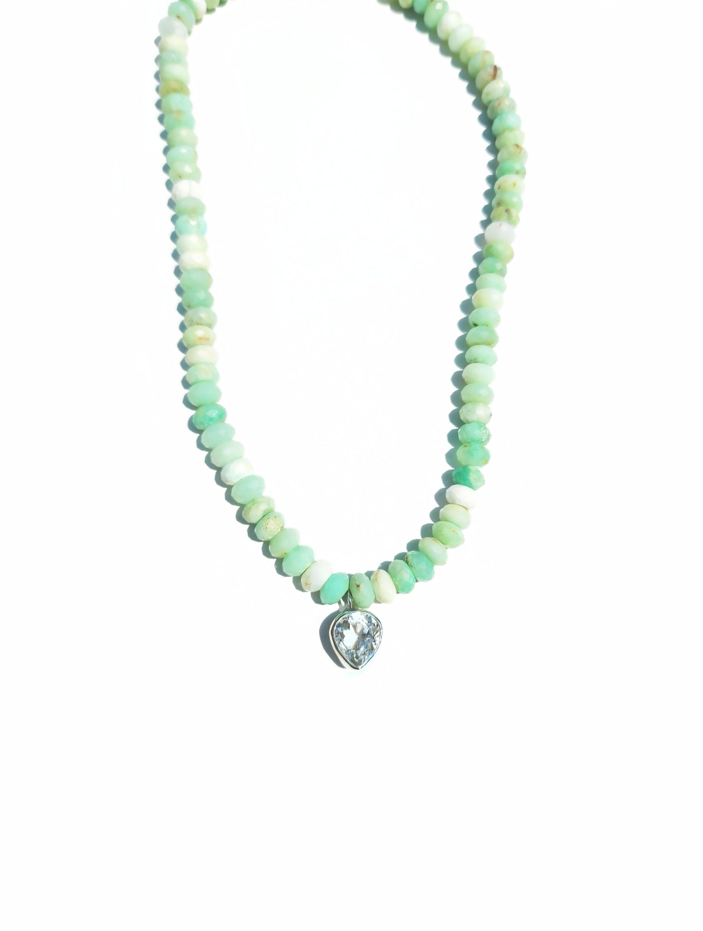 Wide Pear Cut Quartz and Peruvian opal Necklace