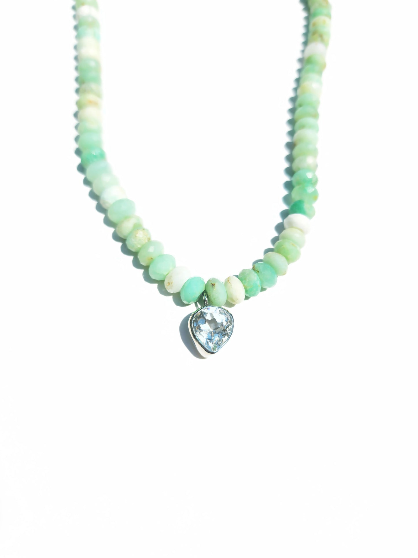 Wide Pear Cut Quartz and Peruvian opal Necklace