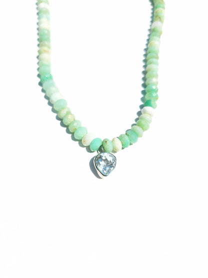 Wide Pear Cut Quartz and Peruvian opal Necklace