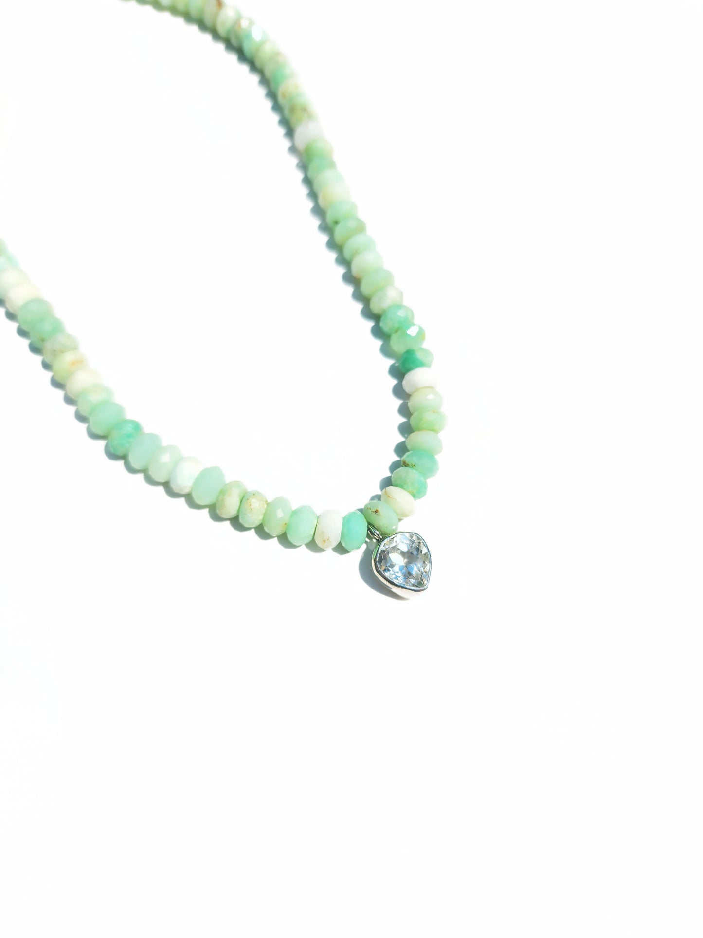 Wide Pear Cut Quartz and Peruvian opal Necklace