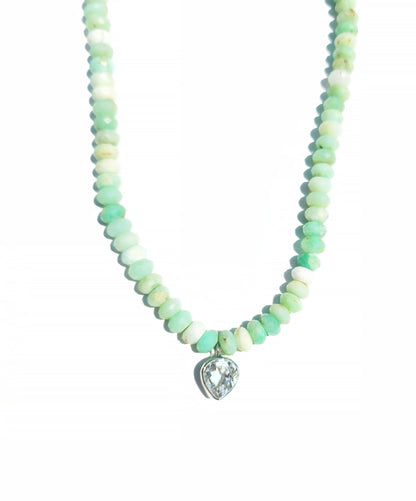 Wide Pear Cut Quartz and Peruvian opal Necklace