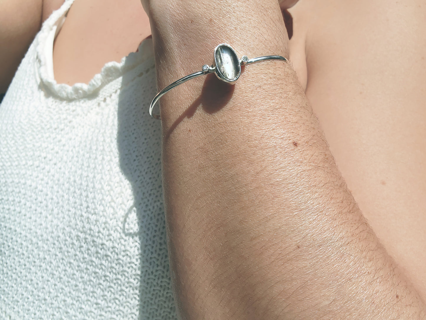 Rutilated Quartz & Champagne Diamond Cuff Bracelet