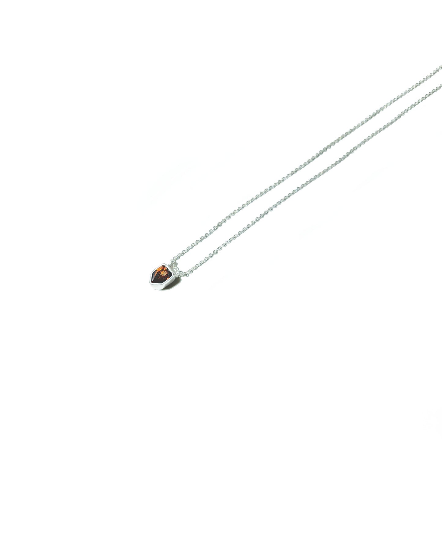 Shield Shape Brownish-Orange Citrine Necklace in Sterling Silver