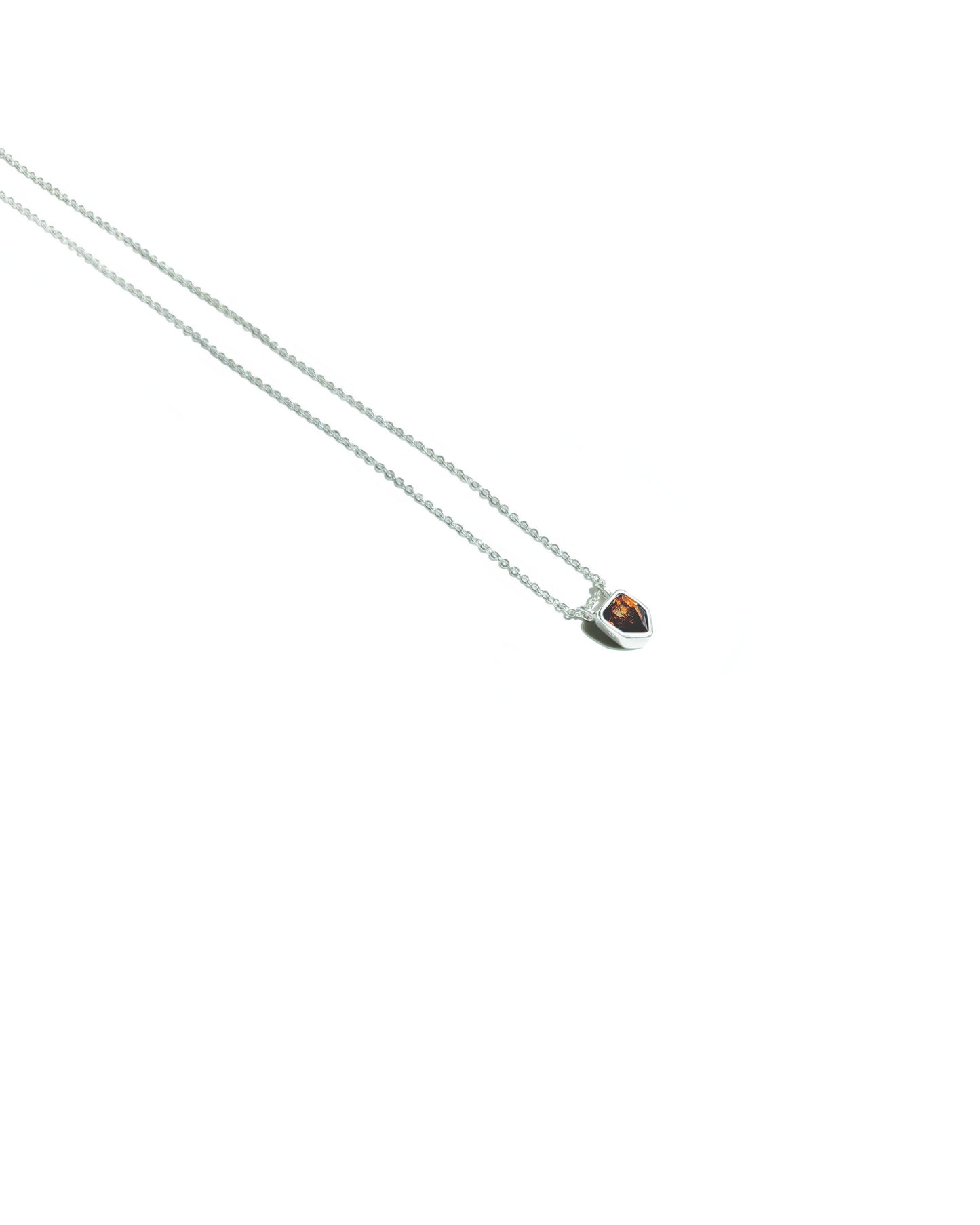 Shield Shape Brownish-Orange Citrine Necklace in Sterling Silver