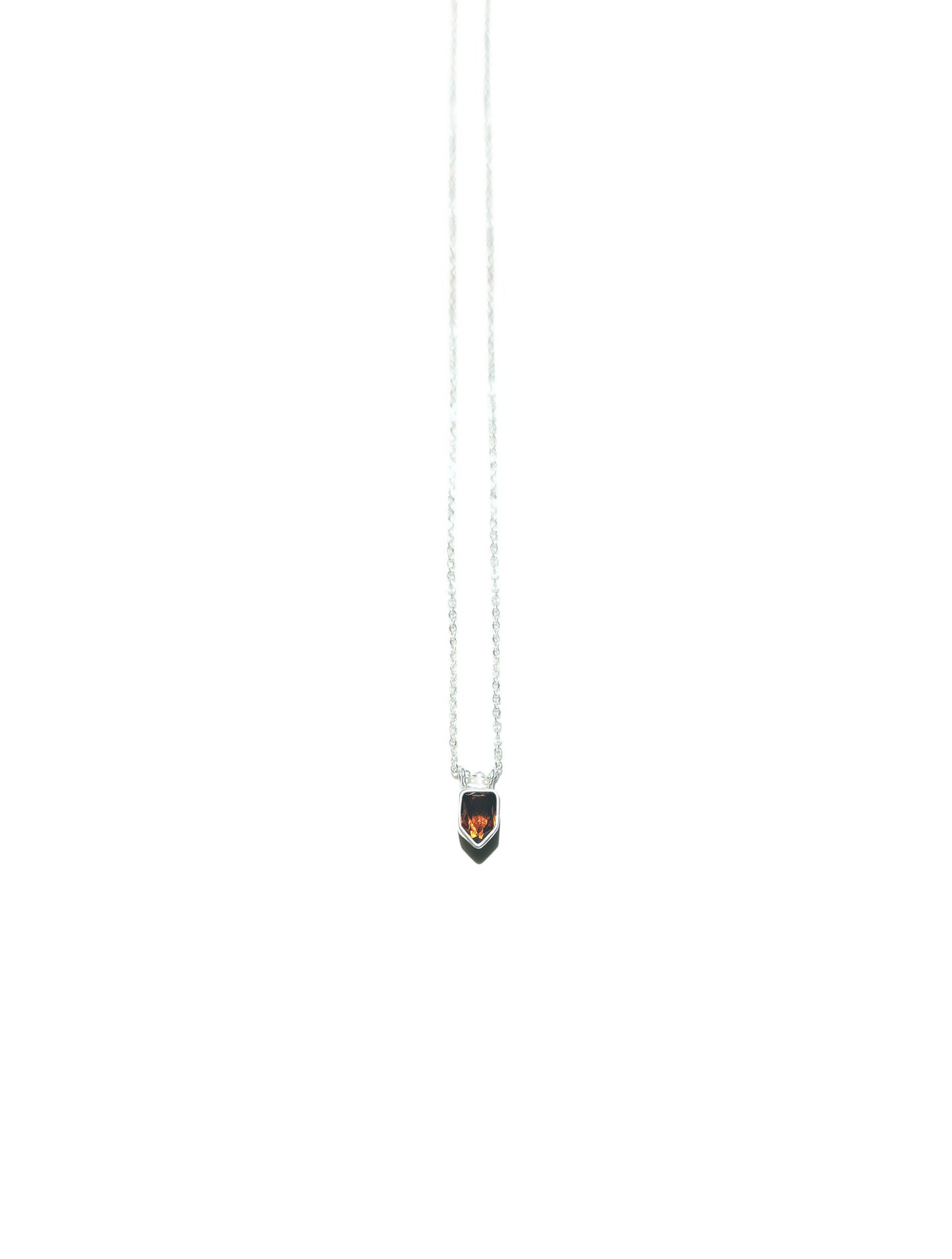 Shield Shape Brownish-Orange Citrine Necklace in Sterling Silver