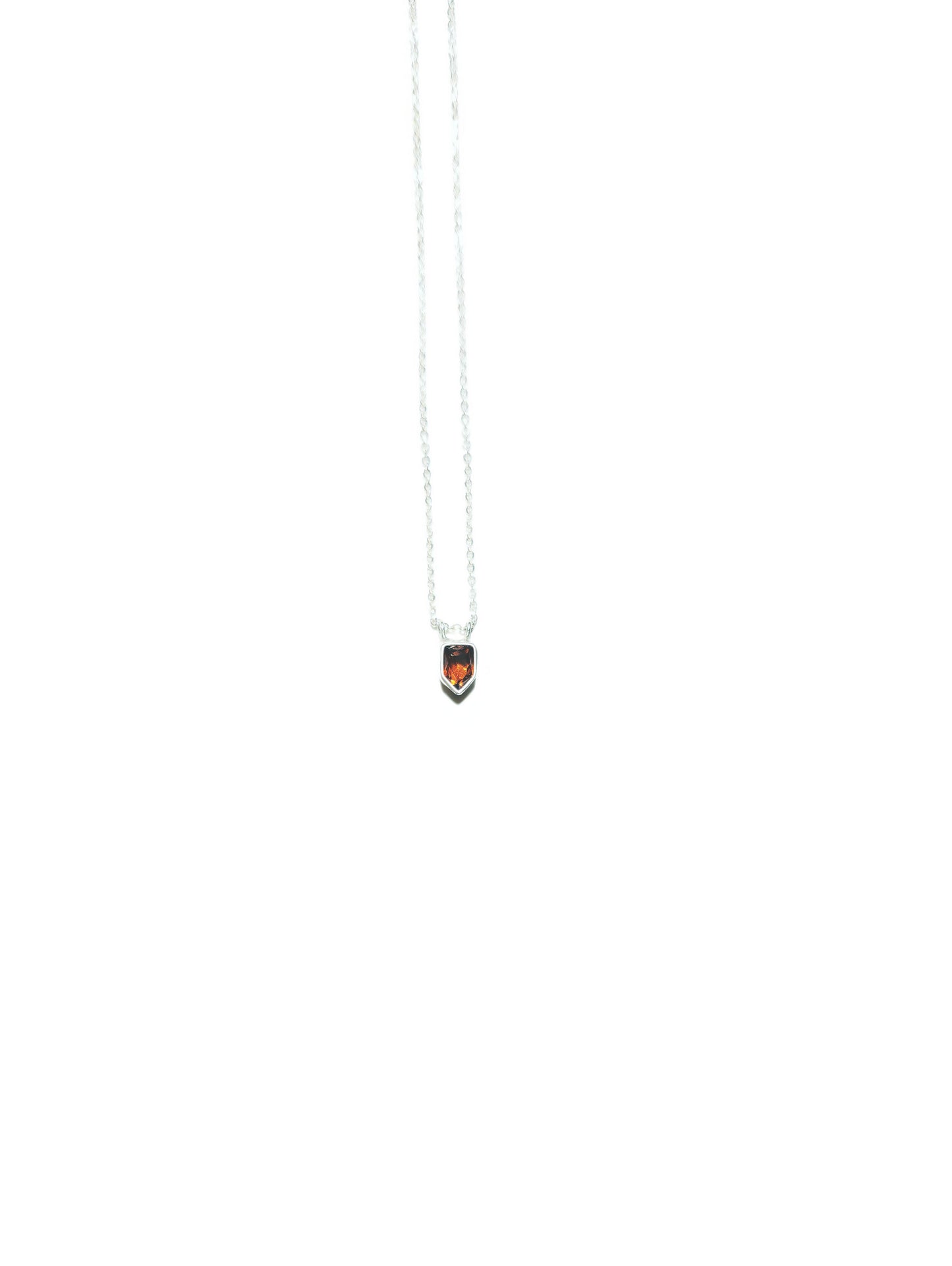 Shield Shape Brownish-Orange Citrine Necklace in Sterling Silver