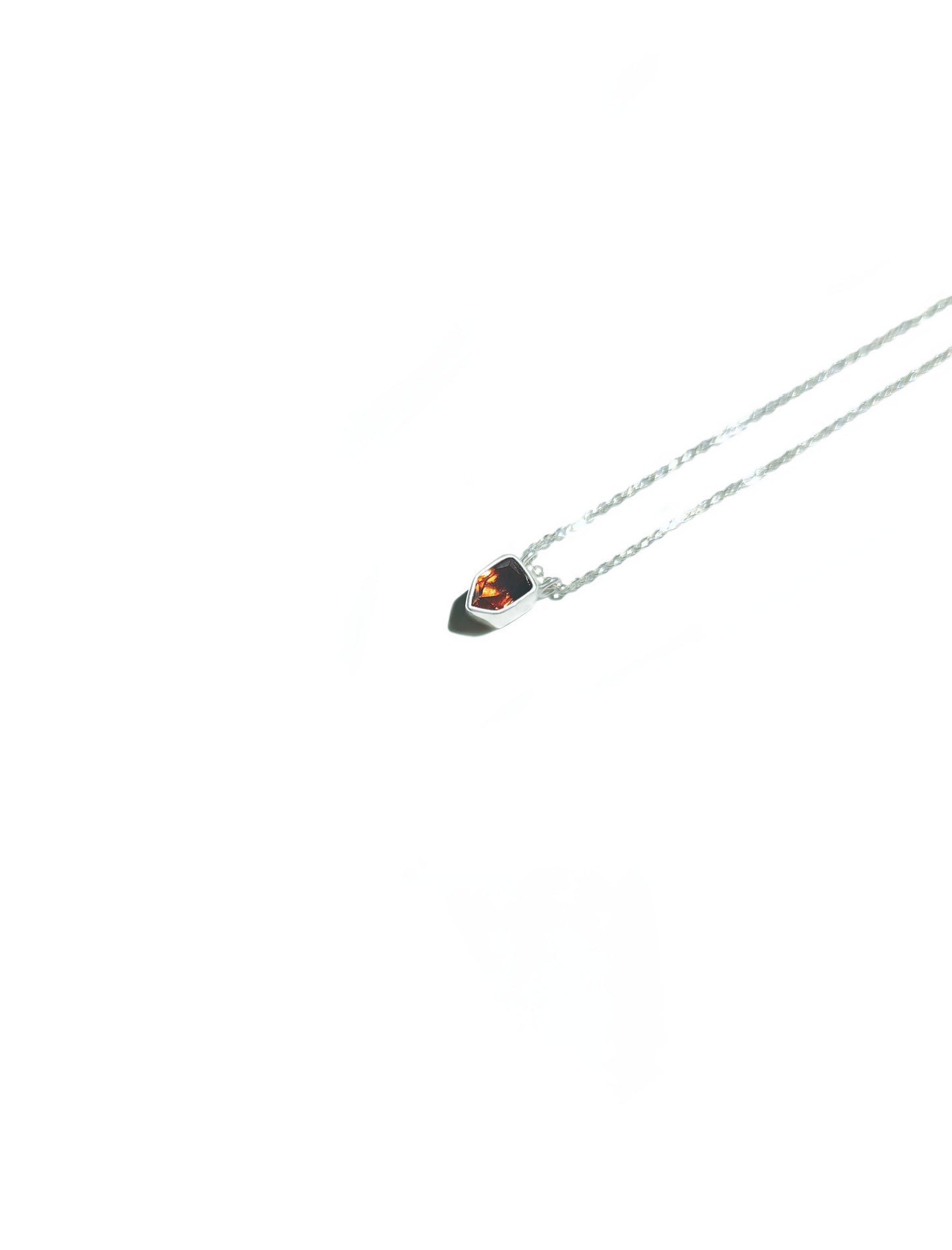 Shield Shape Brownish-Orange Citrine Necklace in Sterling Silver