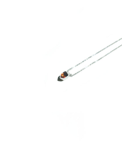 Shield Shape Brownish-Orange Citrine Necklace in Sterling Silver