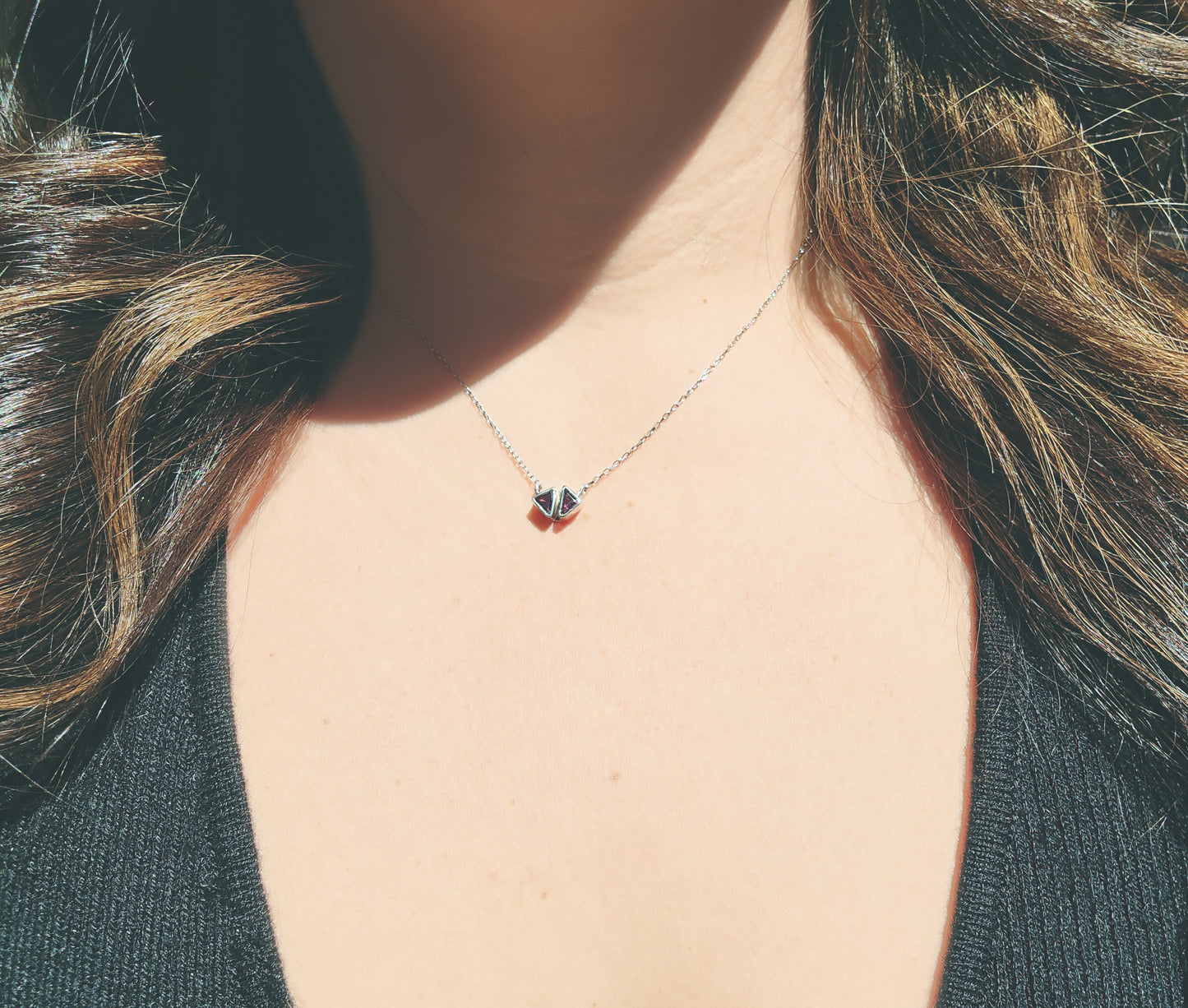 Small Asymmetrical Triangle Ruby Necklace