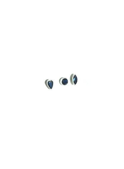Sterling Silver Mismatch Sapphire Stud Earrings