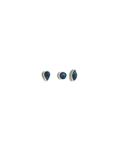 Sterling Silver Mismatch Sapphire Stud Earrings