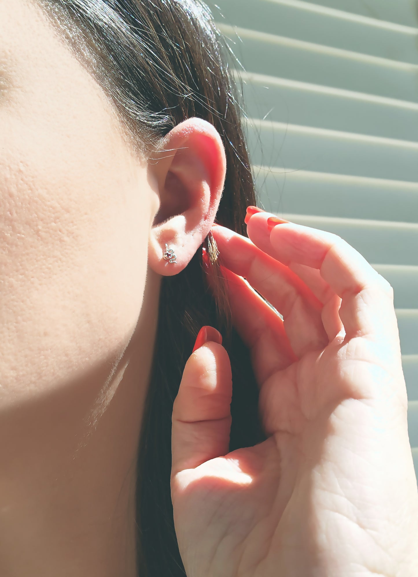 Sterling Silver Snake Stud Earrings