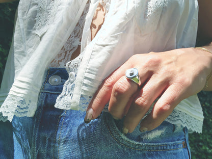 Pear Cut Diamond Signet Ring