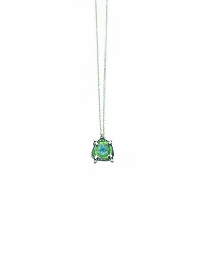 Triangular Blue Green Tourmaline Slice Necklace
