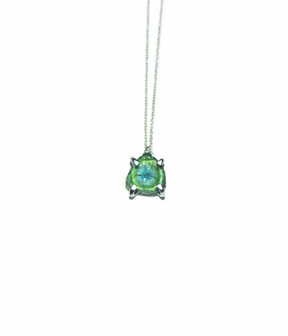 Triangular Blue Green Tourmaline Slice Necklace