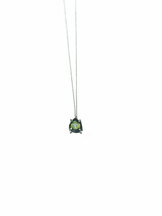 Triangular Green Tourmaline Slice Necklace