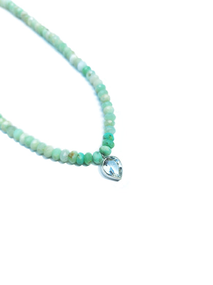 Pear Cut Quartz and Peruvian Opal Beaded Necklace