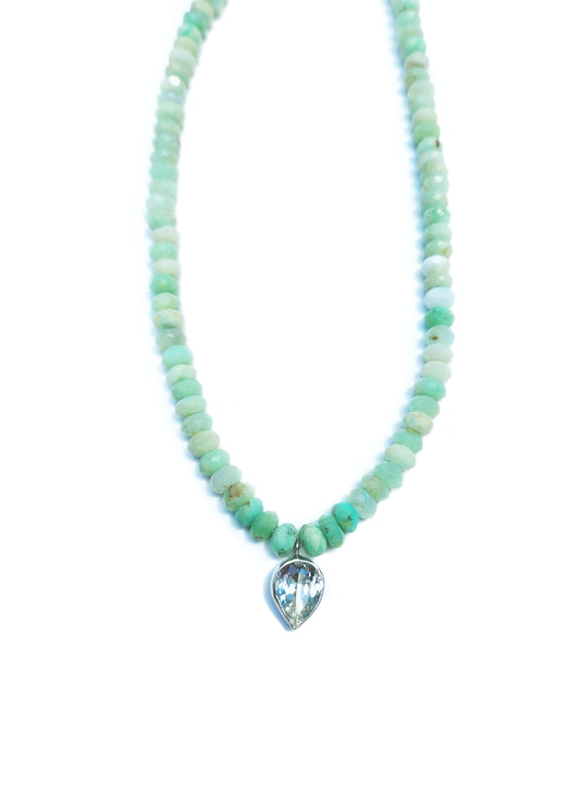 Pear Cut Quartz and Peruvian Opal Beaded Necklace