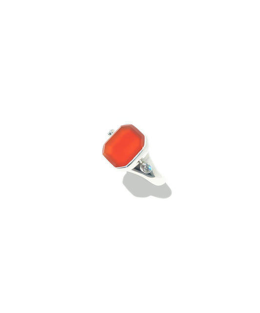 Carnelian & Diamond Signet Ring