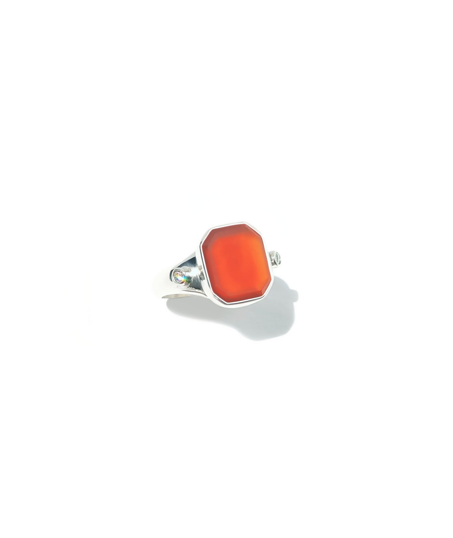 Carnelian & Diamond Signet Ring