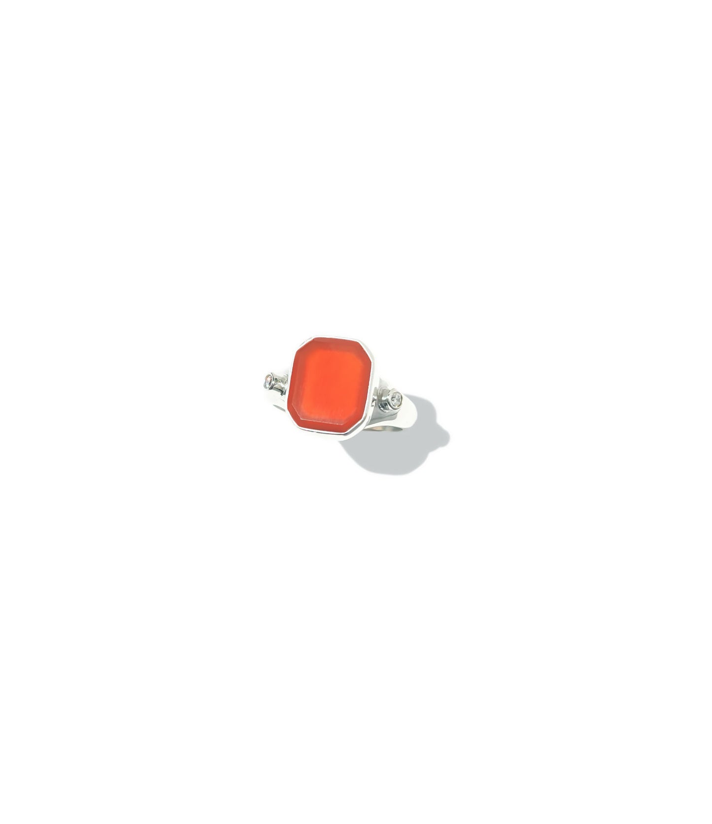 Carnelian & Diamond Signet Ring