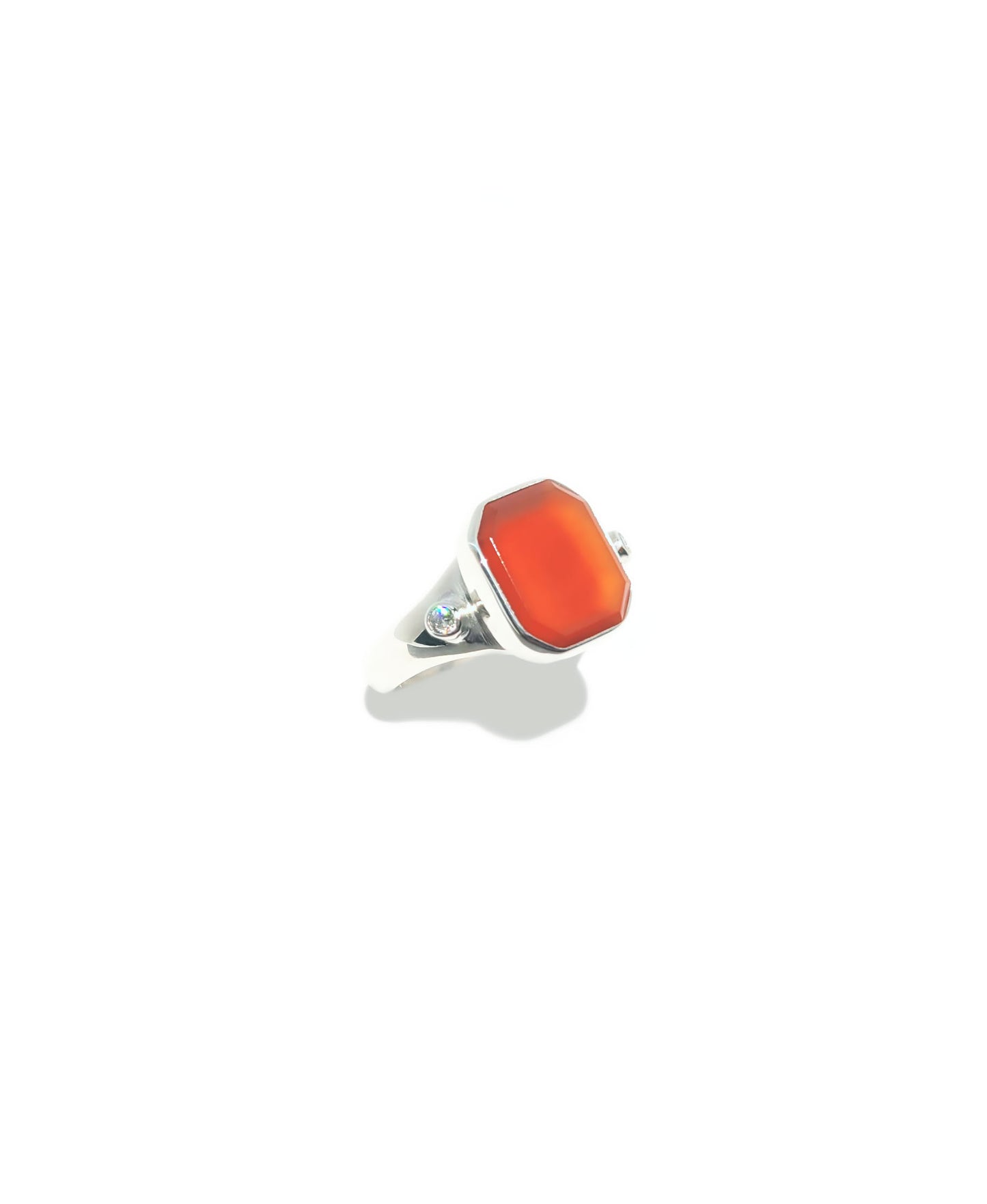 Carnelian & Diamond Signet Ring