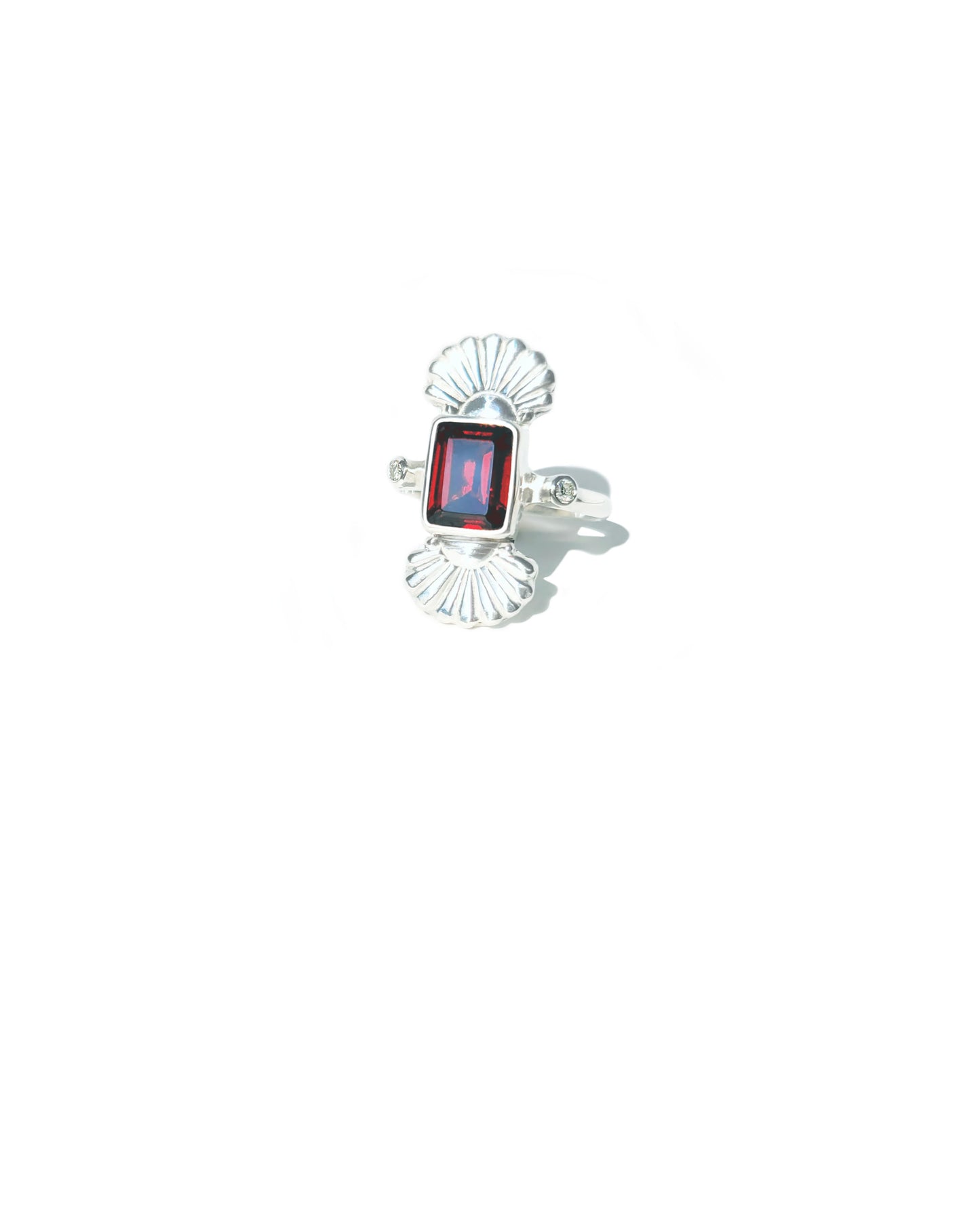 Almandine Garnet Southwestern Seashell Ring