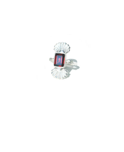 Almandine Garnet Southwestern Seashell Ring