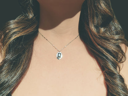 Emerald Cut Black Tourmaline Pendant Necklace