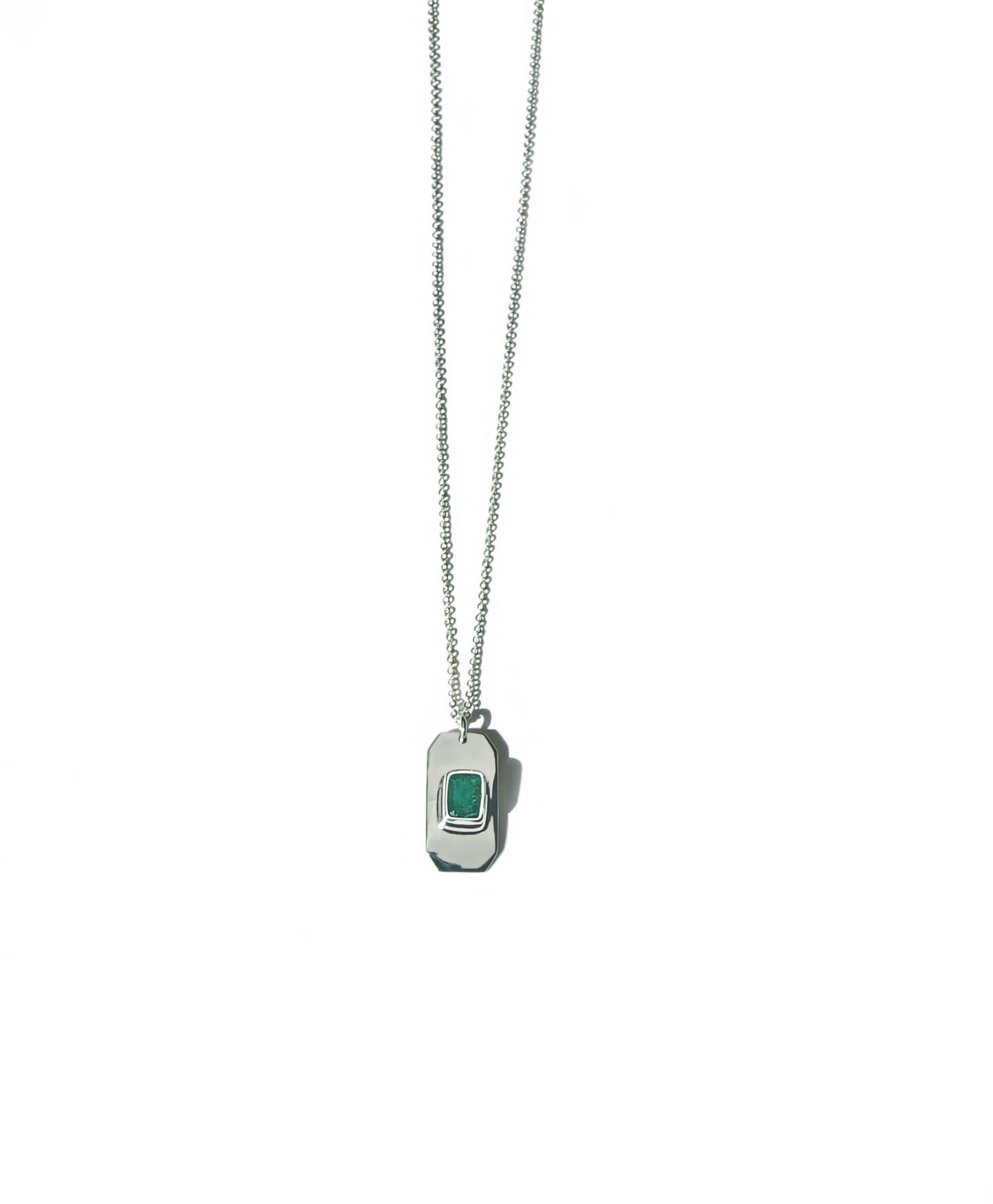 Emerald Cut Emerald Tag Necklace